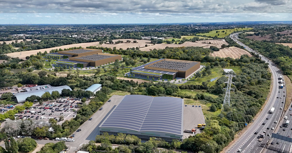 One of DC01UK's visualisations of their proposed data centre in South Mimms, Hertfordshire.